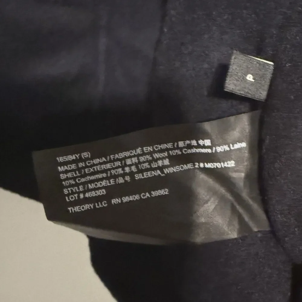 Theory‎ Sileena Nocturne Navy Winsome 2 double face wool coat MEDIUM NWT $595